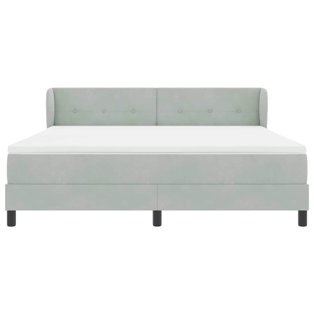 Pat cu arcuri cu headboard Gri deschis 180 x 200 cm Catifea GartenMobel Dekor