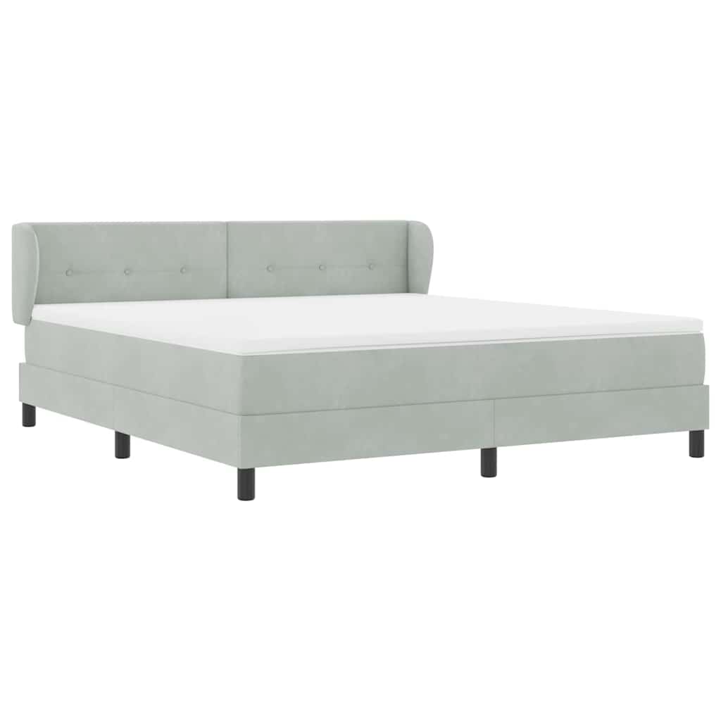 Pat cu arcuri cu headboard Gri deschis 180 x 200 cm Catifea GartenMobel Dekor