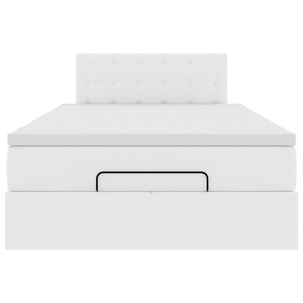 Cadru de pat otoman cu saltea alb 120x200cm piele artificială GartenMobel Dekor