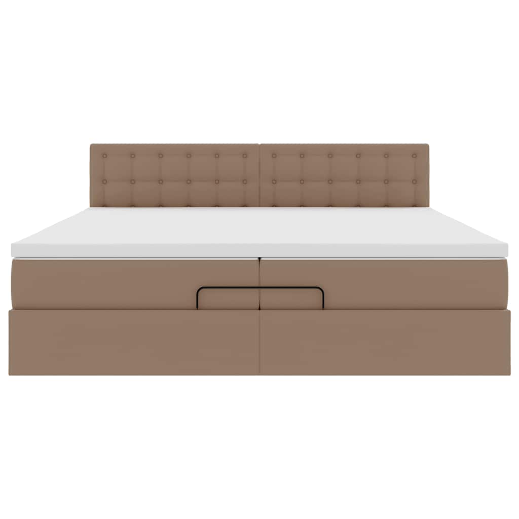 Cadru de pat otoman cu saltele Cappucino piele artificială GartenMobel Dekor