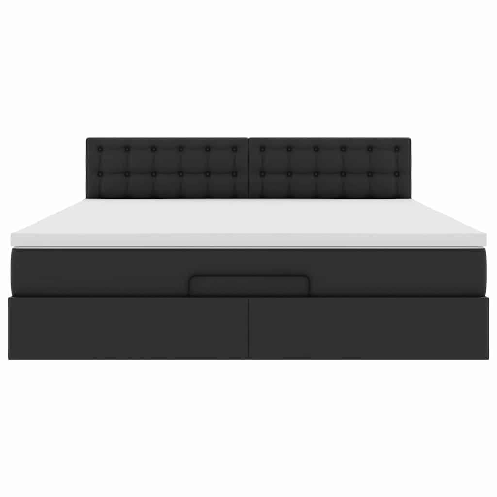 Cadru de pat otoman saltea neagră 160x200cm piele artificială GartenMobel Dekor