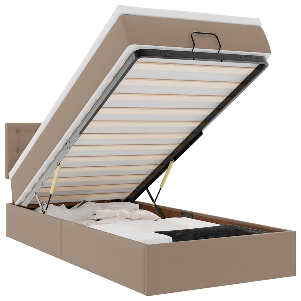 Pat otoman cu saltea, cappucino, 90x190cm, piele ecologică GartenMobel Dekor