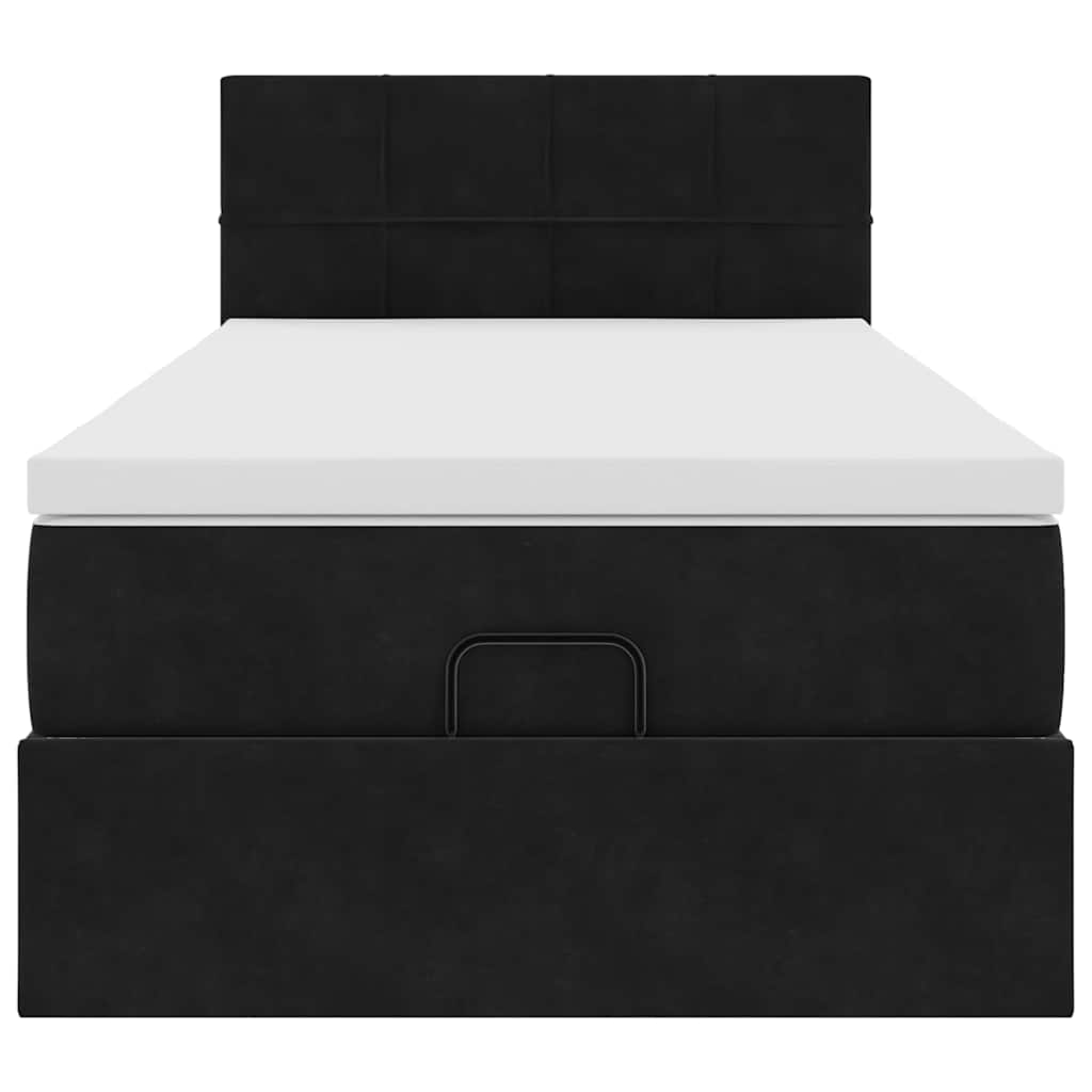 Cadru de pat otoman cu saltea, catifea neagră 90x200 cm GartenMobel Dekor