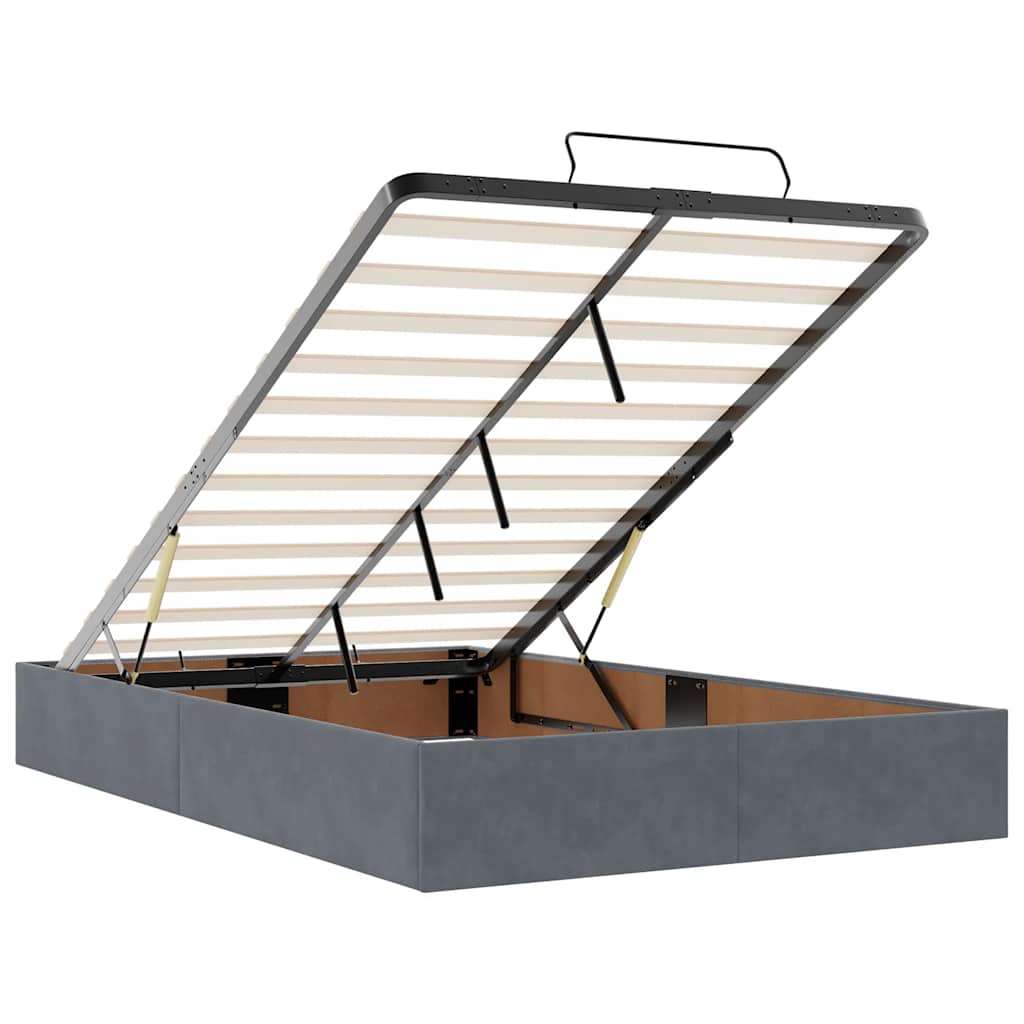 Cadru de pat otoman cu saltea Gri închis 120x200cm catifea GartenMobel Dekor