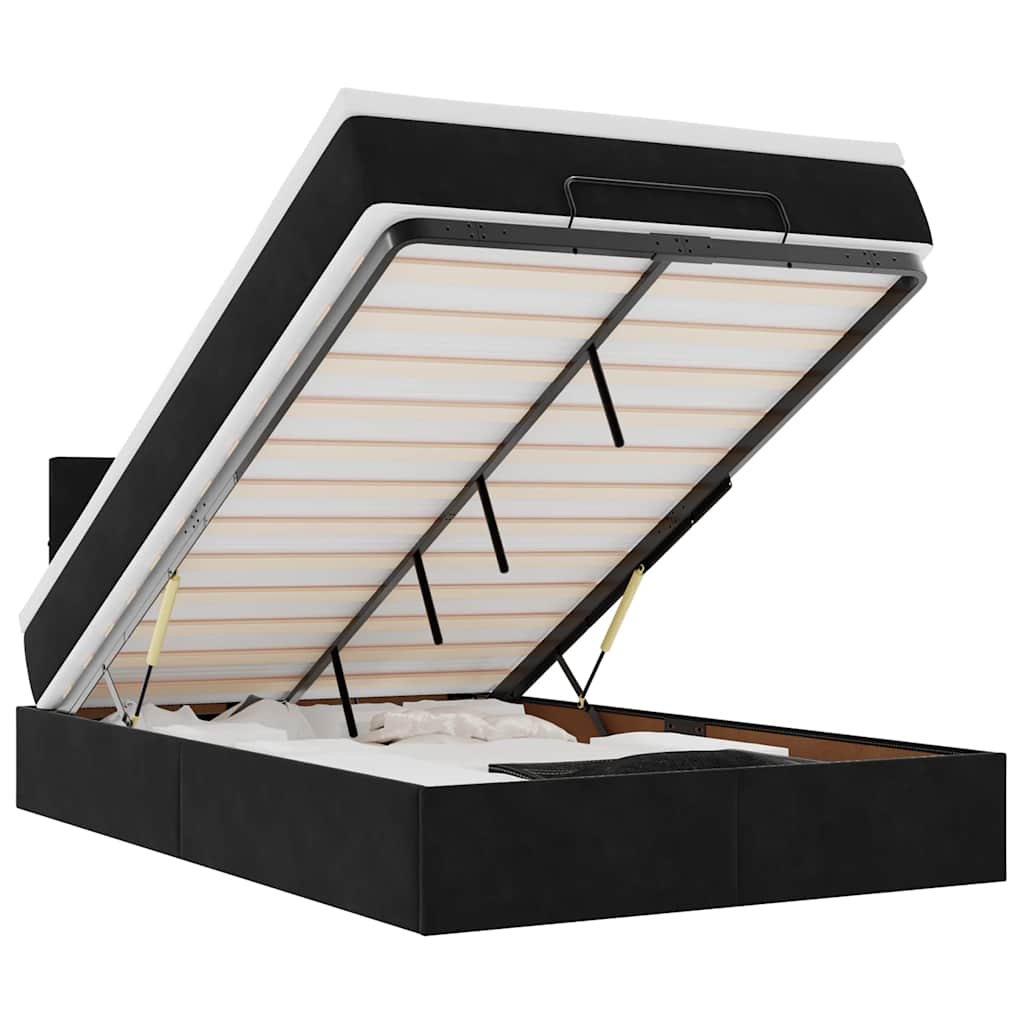 Pat otoman cu saltea, negru, 120x190 cm, catifea GartenMobel Dekor