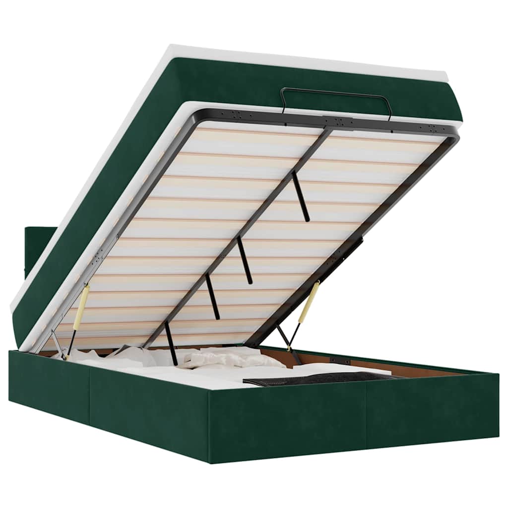Pat otoman cu saltea, verde închis, 120x190 cm, catifea GartenMobel Dekor