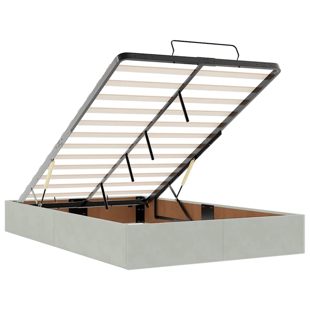 Pat otoman cu saltea Gri deschis 120x190 cm catifea GartenMobel Dekor