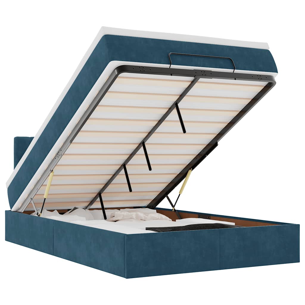 Pat otoman cu saltea, albastru închis, 120x190 cm, catifea GartenMobel Dekor
