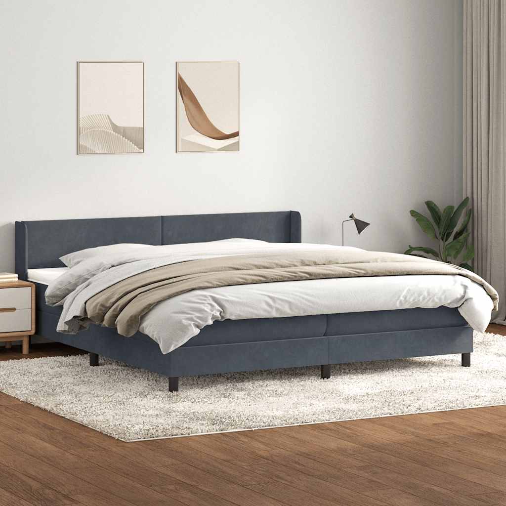 Pat box spring cu saltea, gri închis, 180x220 cm, catifea GartenMobel Dekor