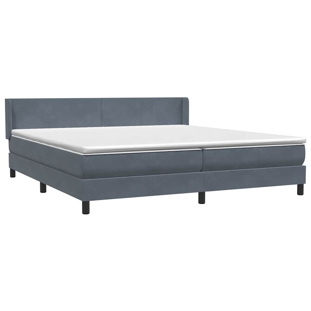 Pat box spring cu saltea, gri închis, 180x220 cm, catifea GartenMobel Dekor