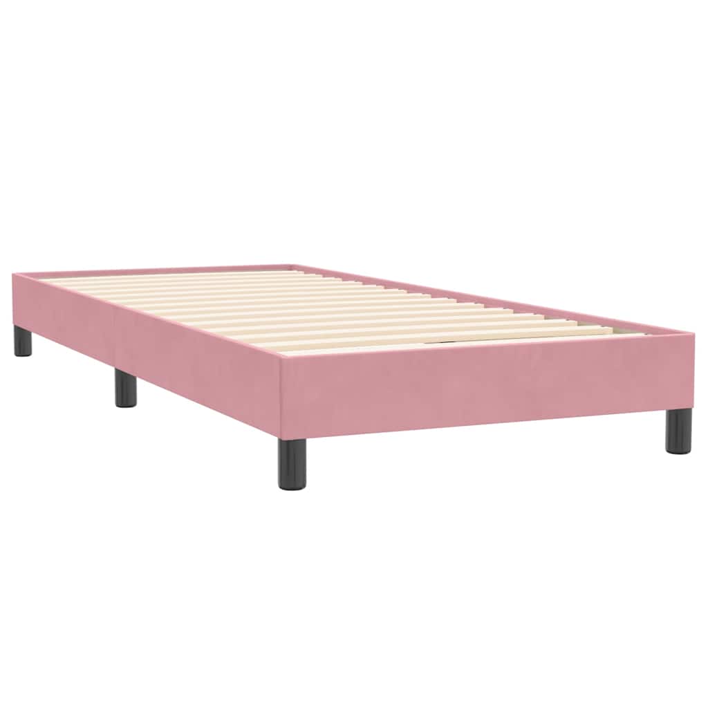 Pat box spring cu saltea, roz, 100x220 cm, catifea GartenMobel Dekor