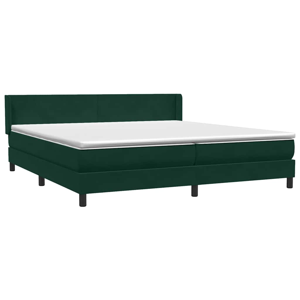 Pat box spring cu saltea, verde închis, 180x220 cm, catifea GartenMobel Dekor