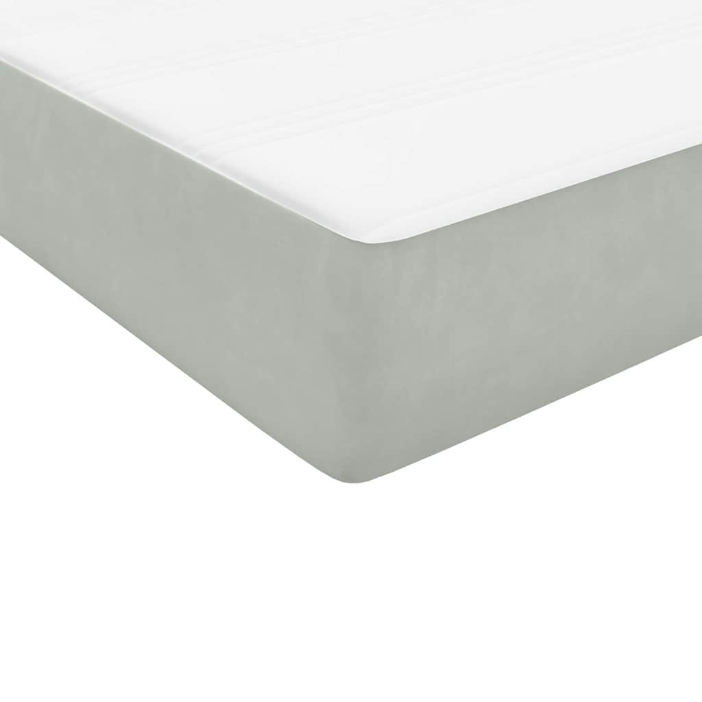 Pat box spring cu saltea, gri deschis, 90x210 cm, catifea GartenMobel Dekor