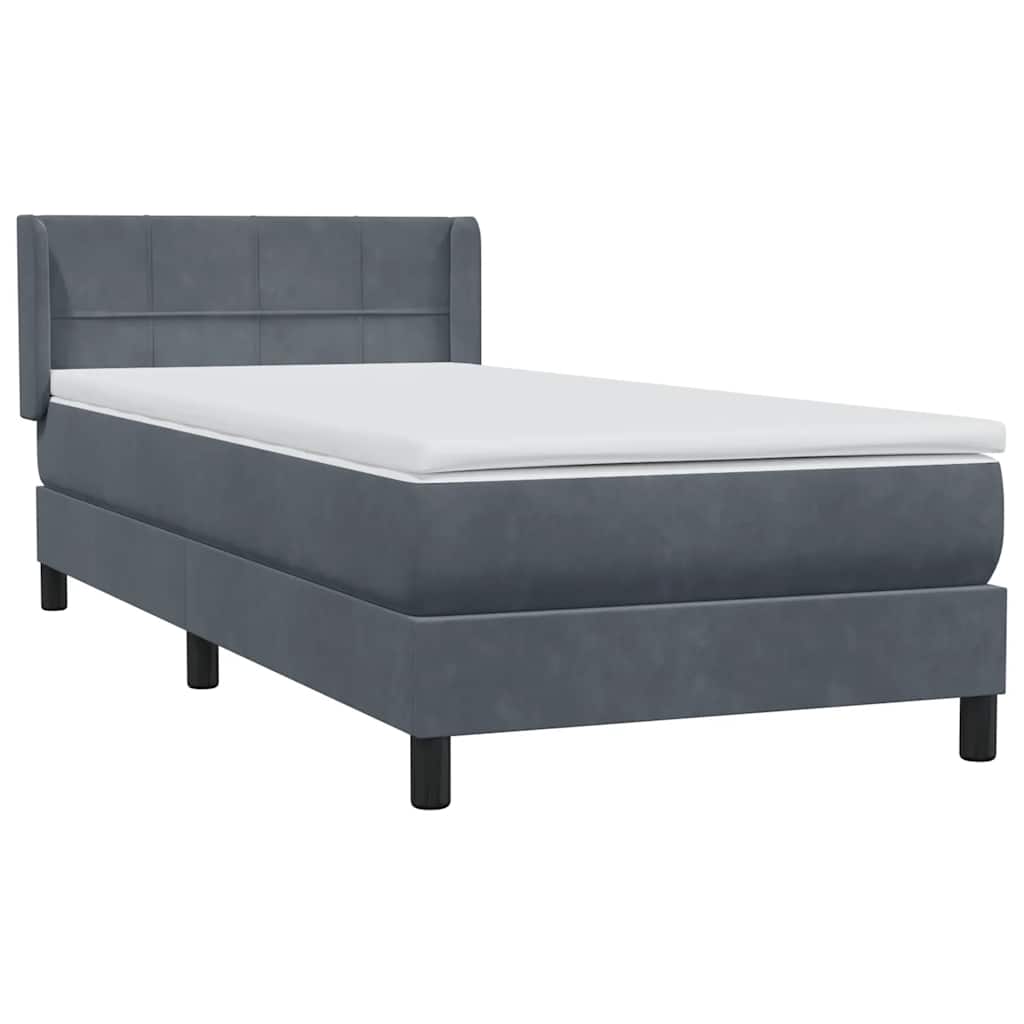 Pat box spring cu saltea, gri închis, 80x210 cm, catifea GartenMobel Dekor