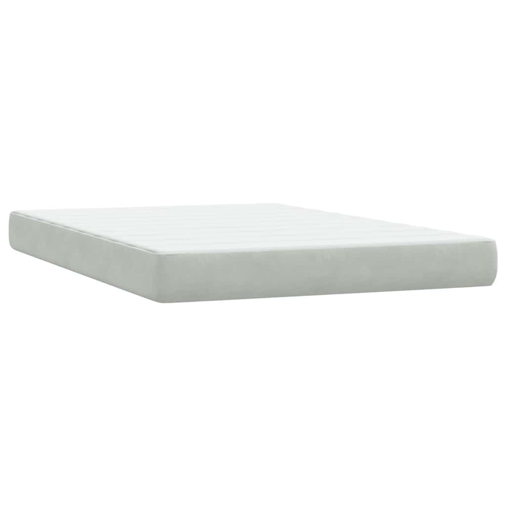 Pat box spring cu saltea, gri deschis, 160x210 cm, catifea GartenMobel Dekor
