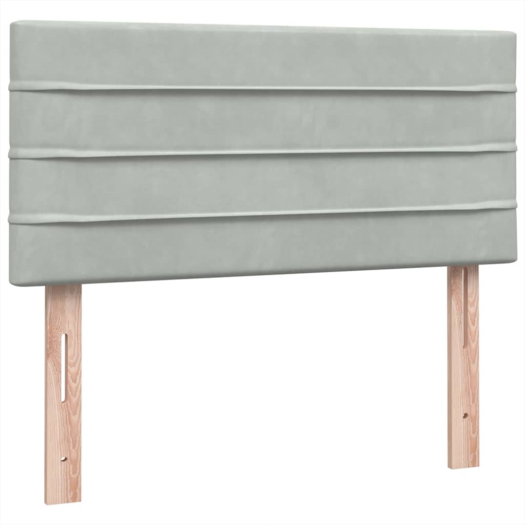 Pat box spring cu saltea, gri deschis, 80x210 cm, catifea GartenMobel Dekor