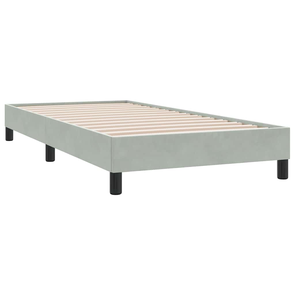 Pat box spring cu saltea, gri deschis, 80x210 cm, catifea GartenMobel Dekor