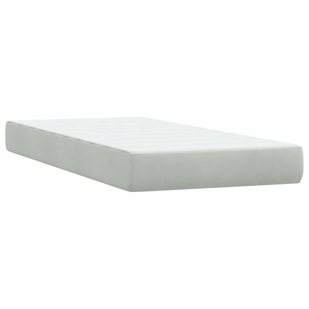 Pat box spring cu saltea, gri deschis, 80x210 cm, catifea GartenMobel Dekor