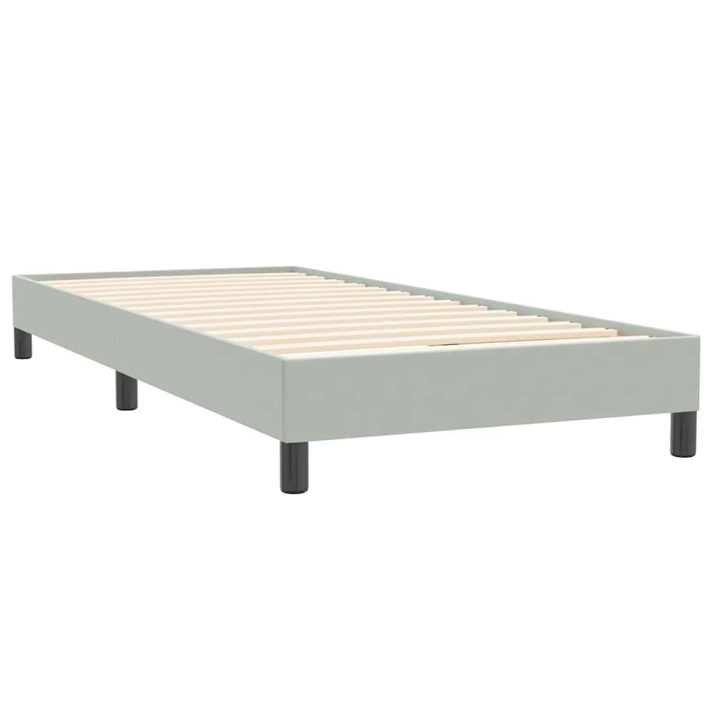 Pat box spring cu saltea, gri deschis, 90x220 cm, catifea GartenMobel Dekor
