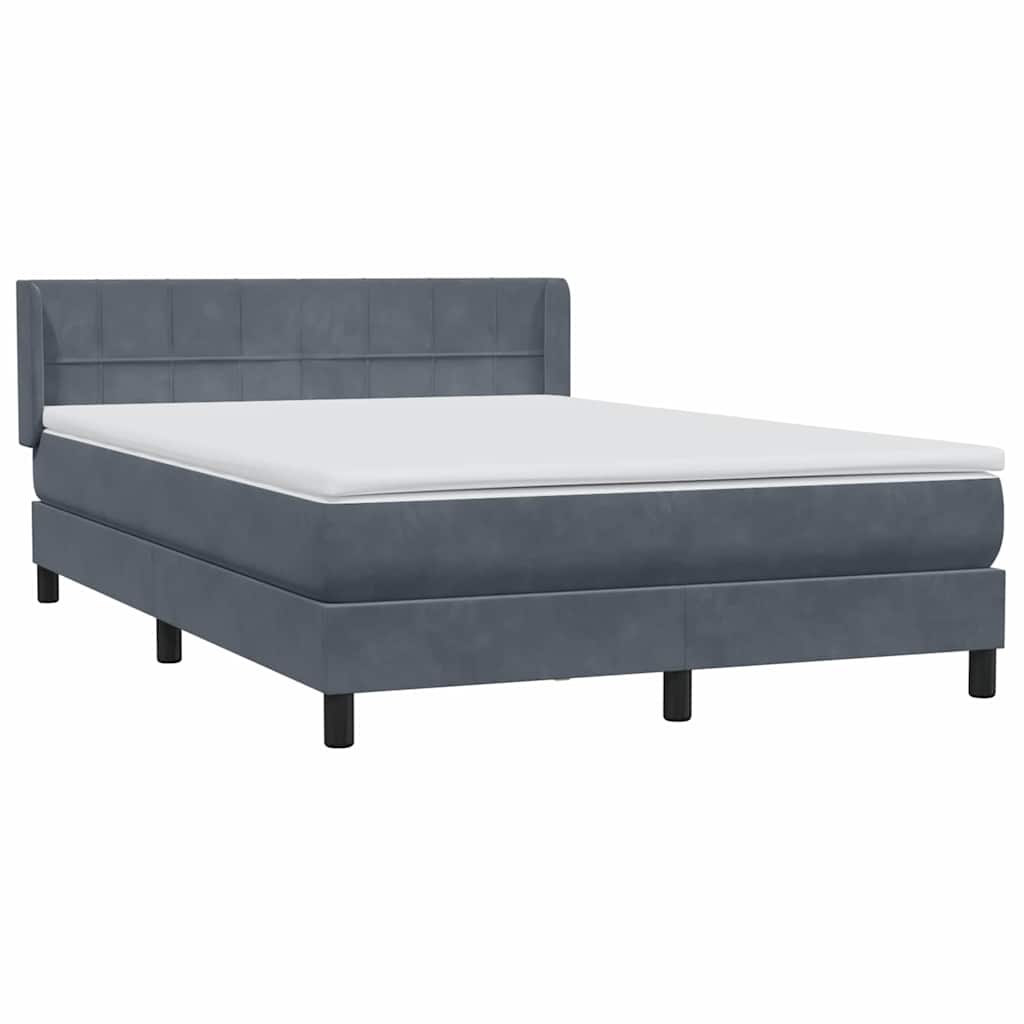 Pat box spring cu saltea, gri închis, 140x220 cm, catifea GartenMobel Dekor