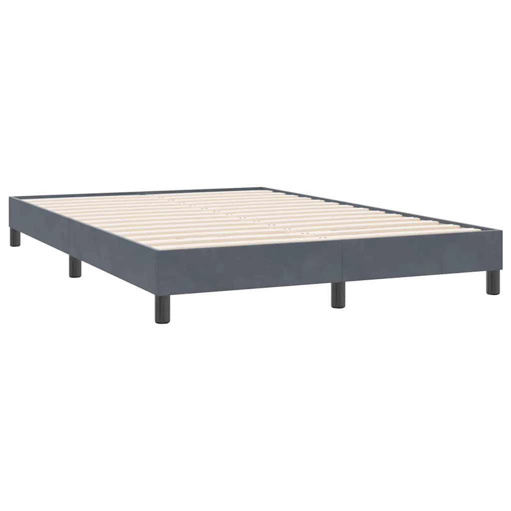 Pat box spring cu saltea, gri închis, 140x220 cm, catifea GartenMobel Dekor
