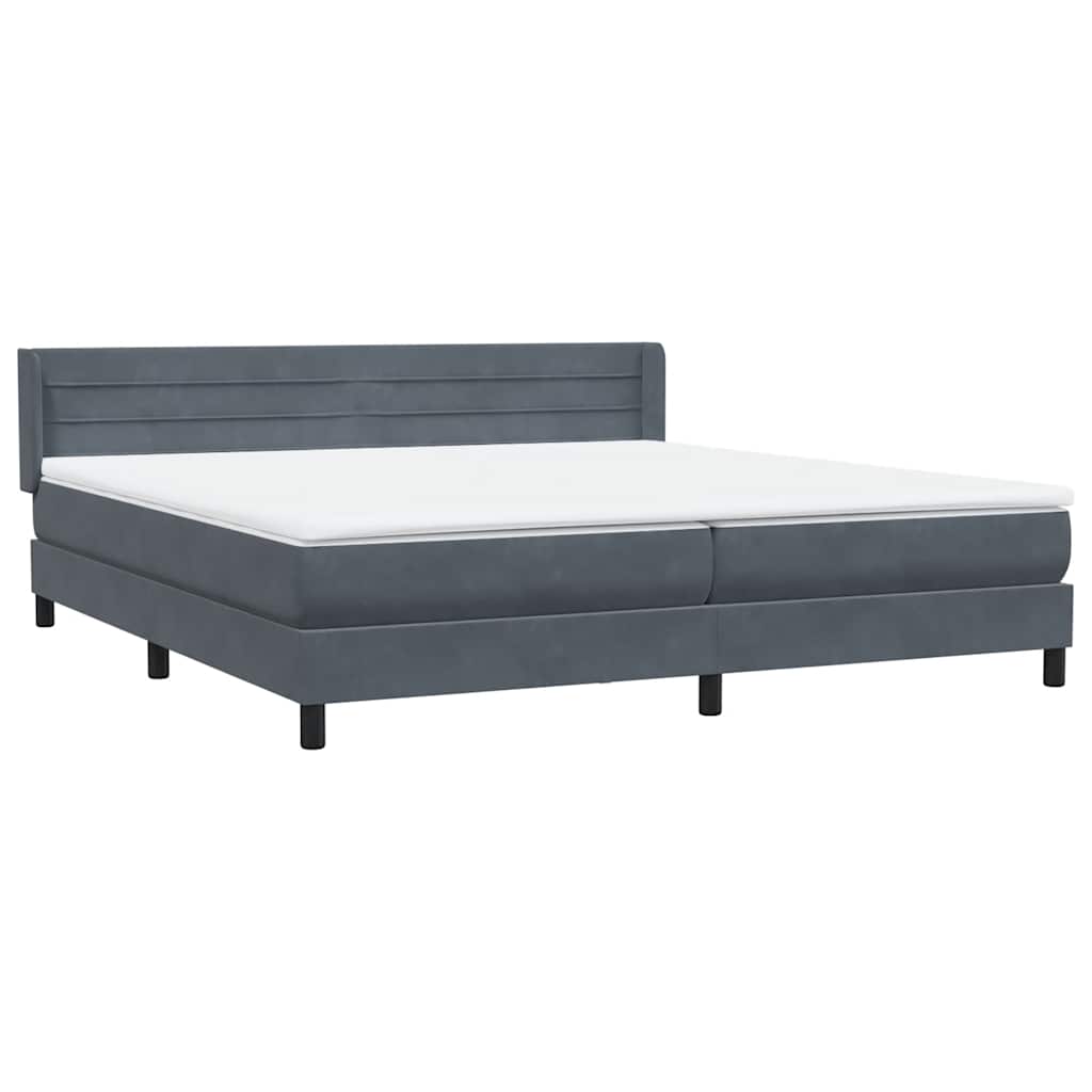 Pat box spring cu saltea, gri închis, 180x210 cm, catifea GartenMobel Dekor