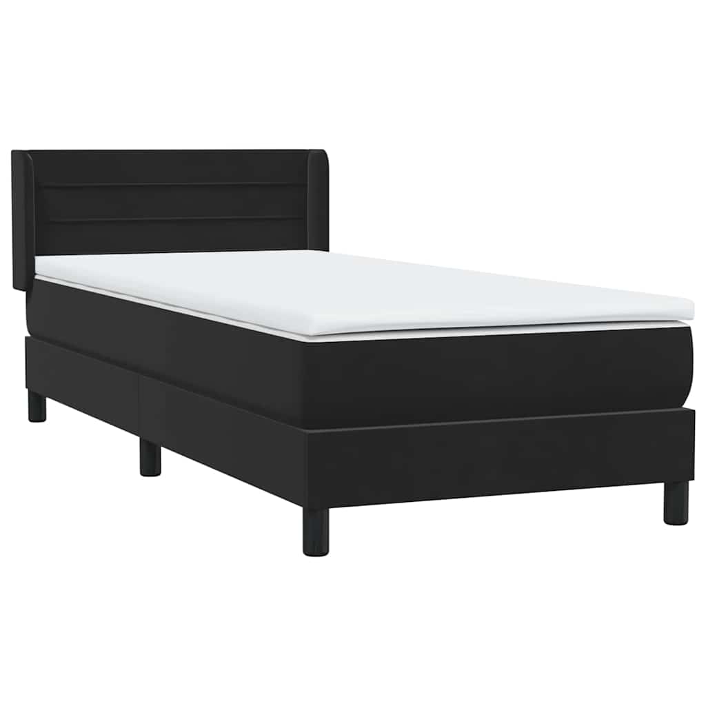 Pat box spring cu saltea, negru, 90x210 cm, catifea GartenMobel Dekor