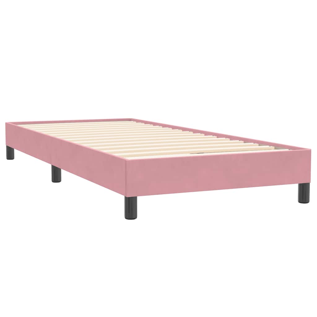 Pat box spring cu saltea, roz, 100x220 cm, catifea GartenMobel Dekor