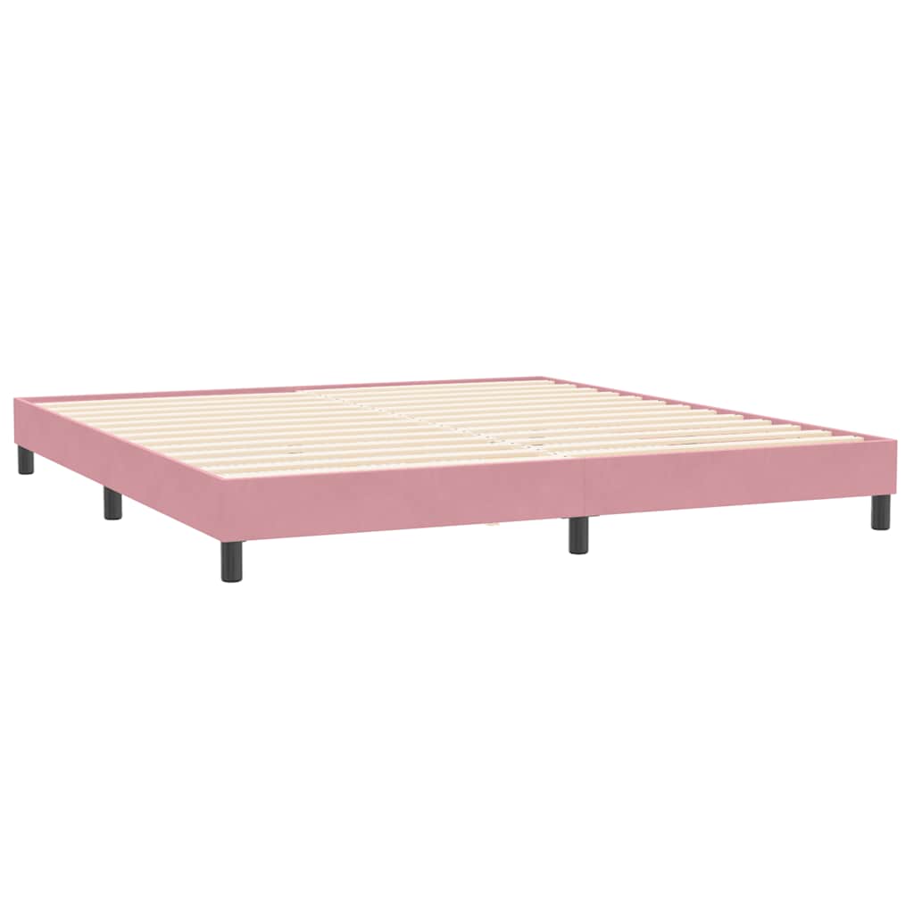 Pat box spring cu saltea, roz, 180x210 cm, catifea GartenMobel Dekor