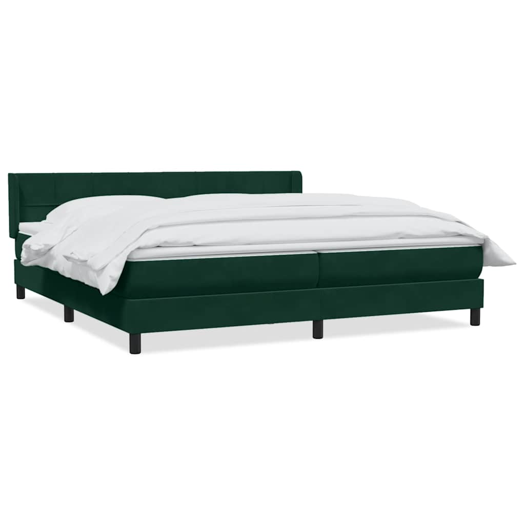 Pat box spring cu saltea, verde închis, 180x220 cm, catifea GartenMobel Dekor