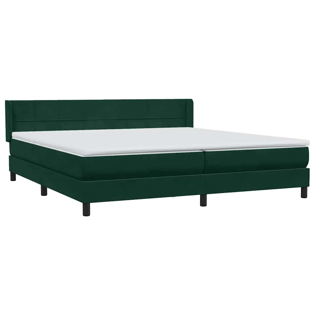 Pat box spring cu saltea, verde închis, 180x220 cm, catifea GartenMobel Dekor
