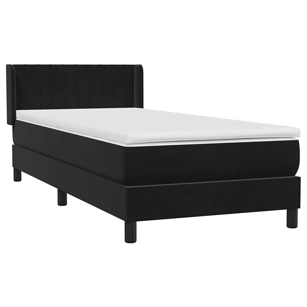 Pat box spring cu saltea, negru, 90x210 cm, catifea GartenMobel Dekor