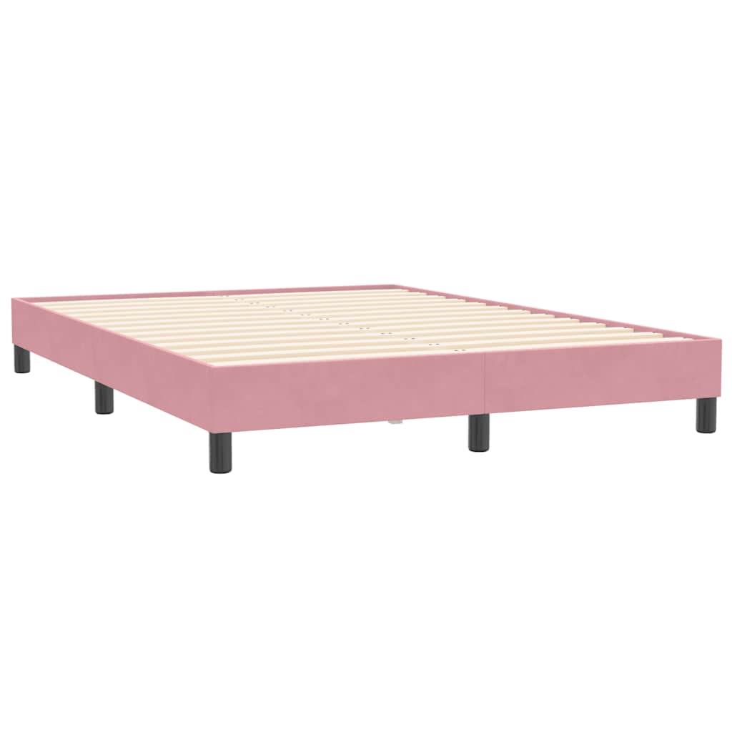 Pat box spring cu saltea, roz, 140x210 cm, catifea GartenMobel Dekor