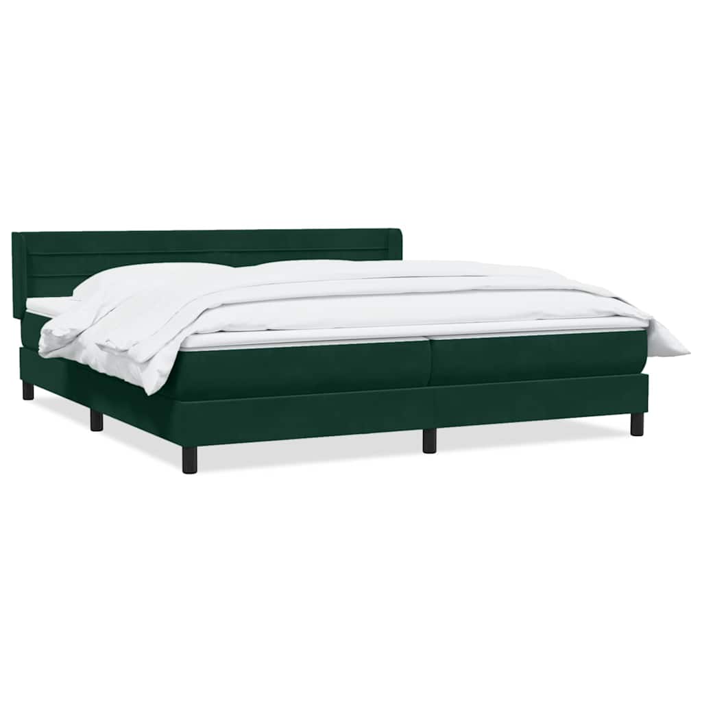 Pat box spring cu saltea, verde închis, 180x220 cm, catifea GartenMobel Dekor