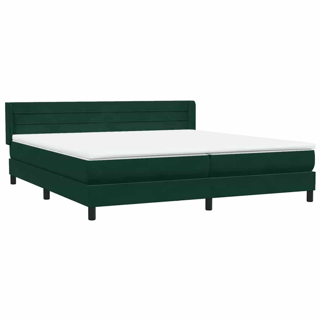 Pat box spring cu saltea, verde închis, 180x220 cm, catifea GartenMobel Dekor