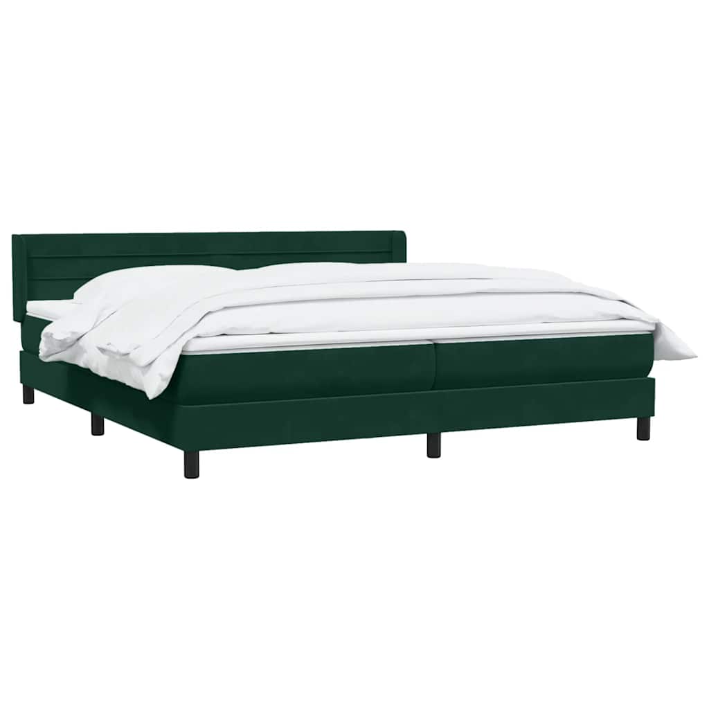 Pat box spring cu saltea, verde închis, 180x220 cm, catifea GartenMobel Dekor