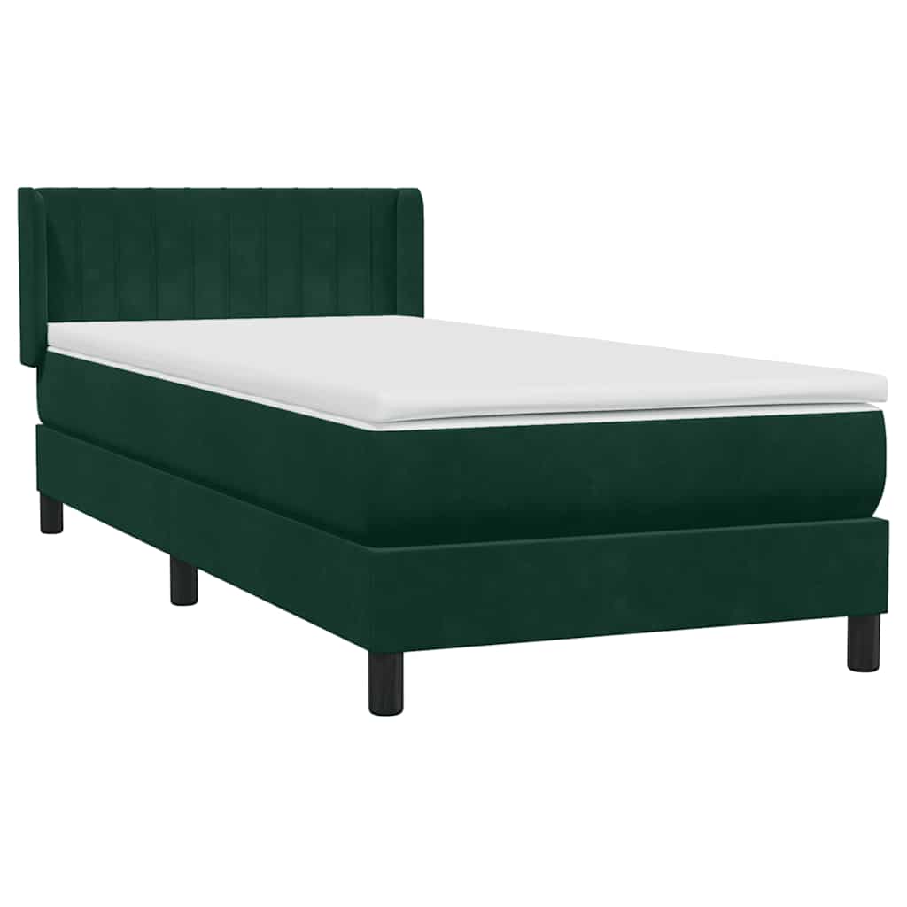 Pat box spring cu saltea, verde închis, 80x220 cm, catifea GartenMobel Dekor