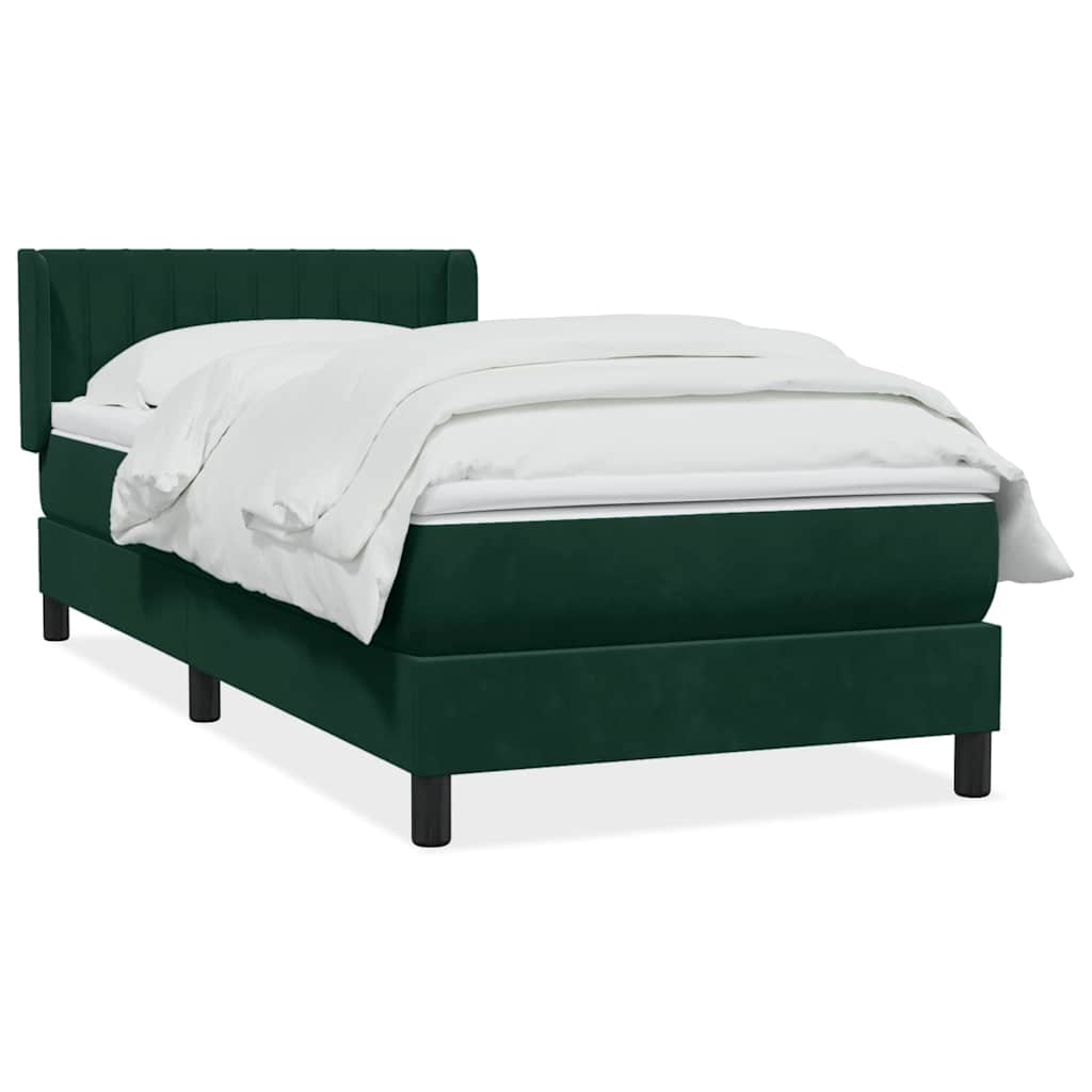 Pat box spring cu saltea, verde închis, 80x220 cm, catifea GartenMobel Dekor