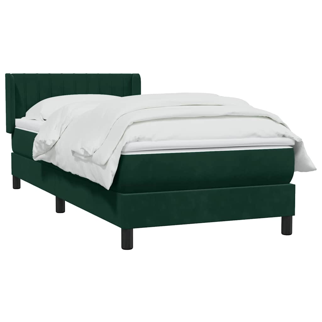 Pat box spring cu saltea, verde închis, 80x220 cm, catifea GartenMobel Dekor
