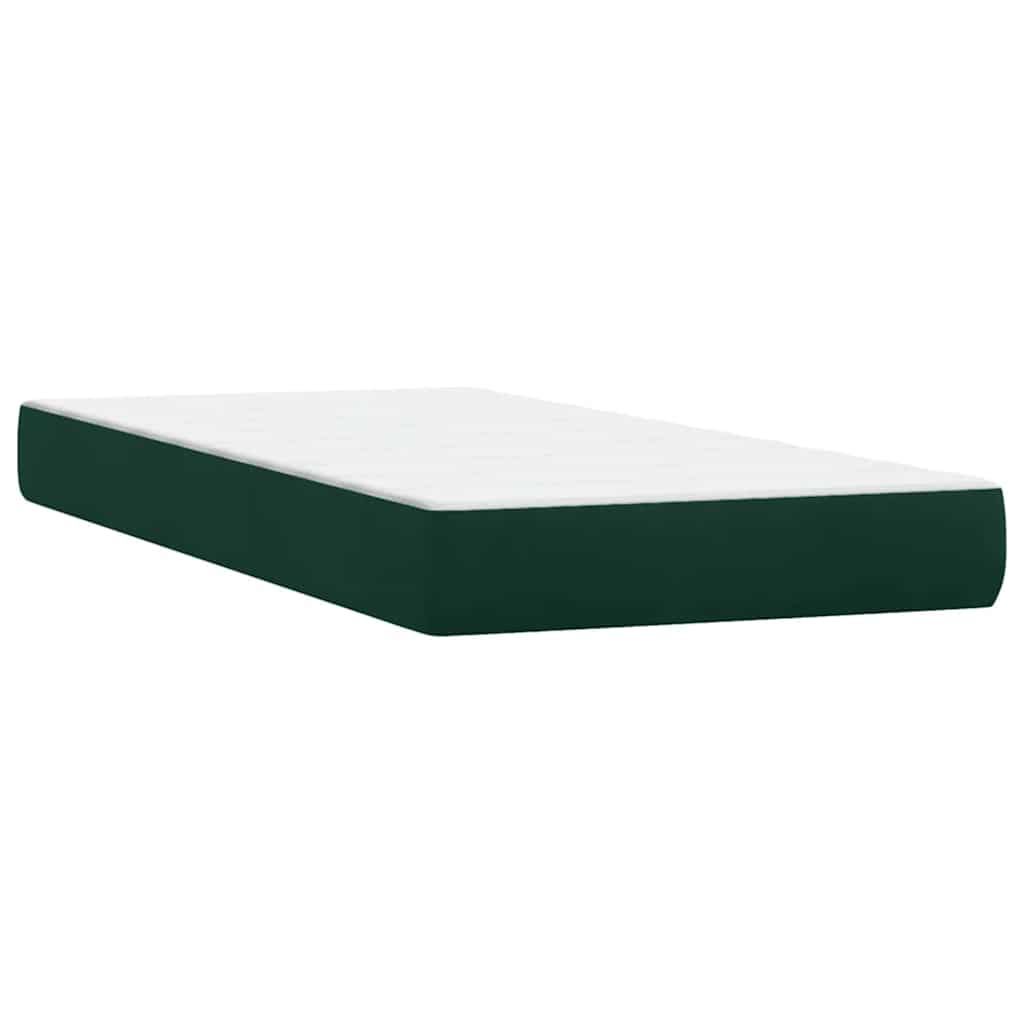 Pat box spring cu saltea, verde închis, 80x220 cm, catifea GartenMobel Dekor