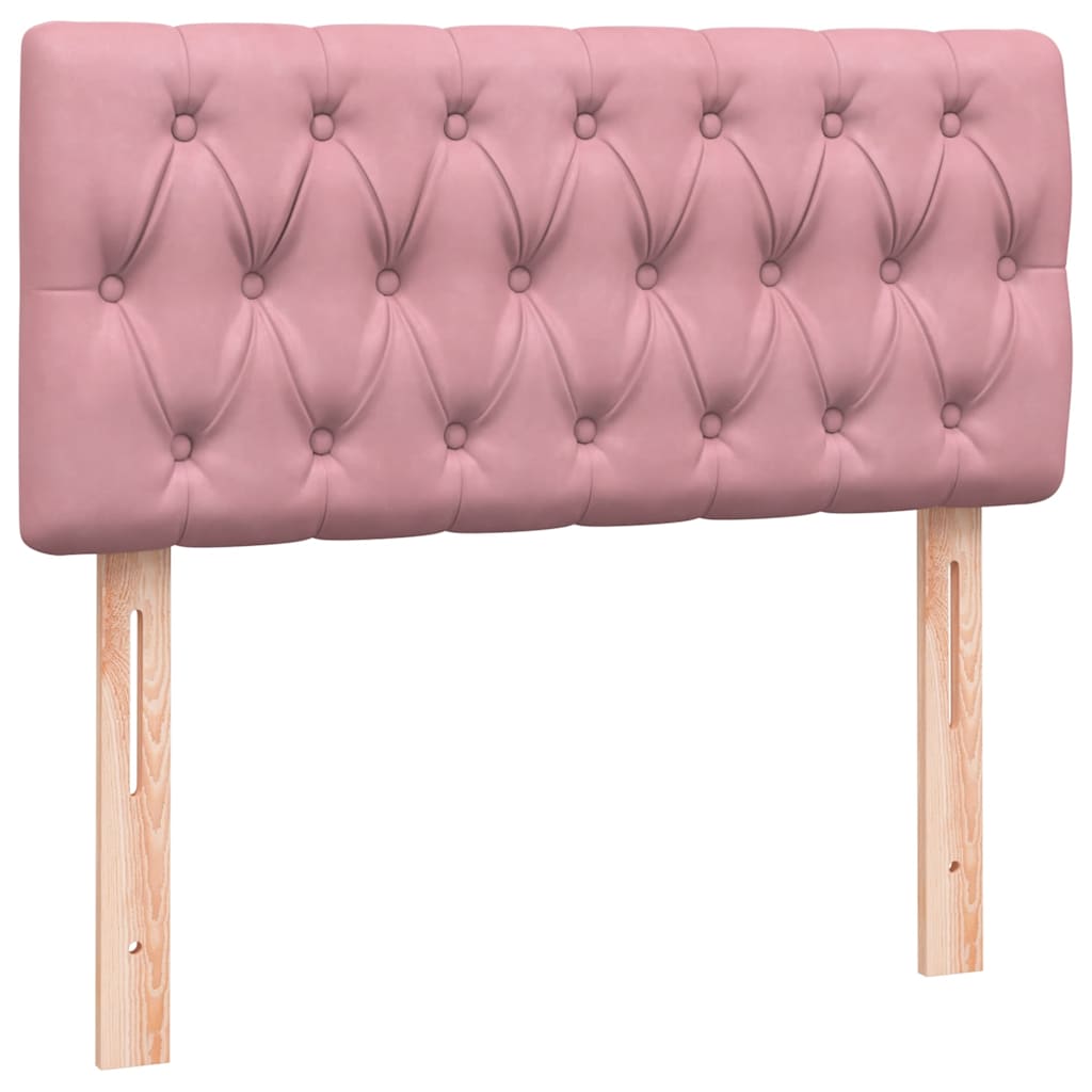 Pat box spring cu saltea, roz, 90x210 cm, catifea GartenMobel Dekor