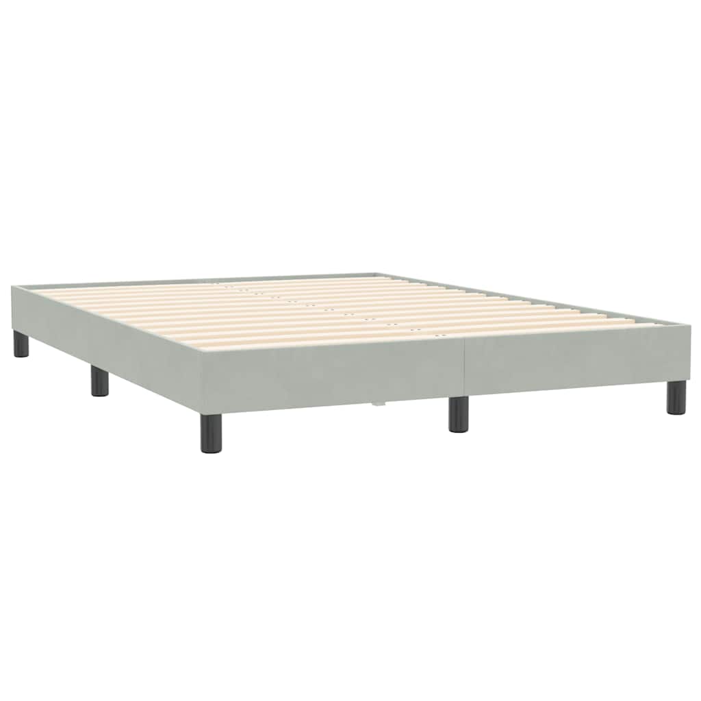 Pat box spring cu saltea, gri deschis, 160x210 cm, catifea GartenMobel Dekor