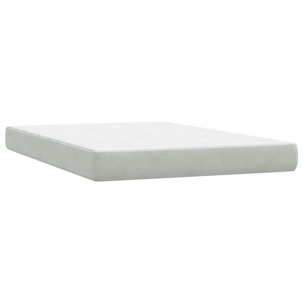 Pat box spring cu saltea, gri deschis, 160x210 cm, catifea GartenMobel Dekor