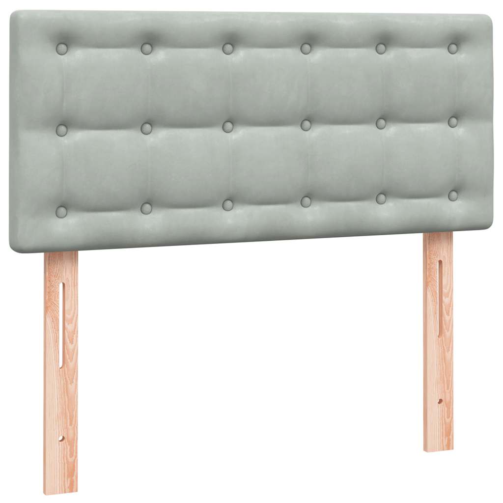 Pat box spring cu saltea, gri deschis, 90x210 cm, catifea GartenMobel Dekor