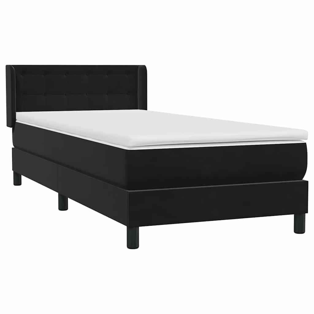 Pat box spring cu saltea, negru, 90x210 cm, catifea GartenMobel Dekor