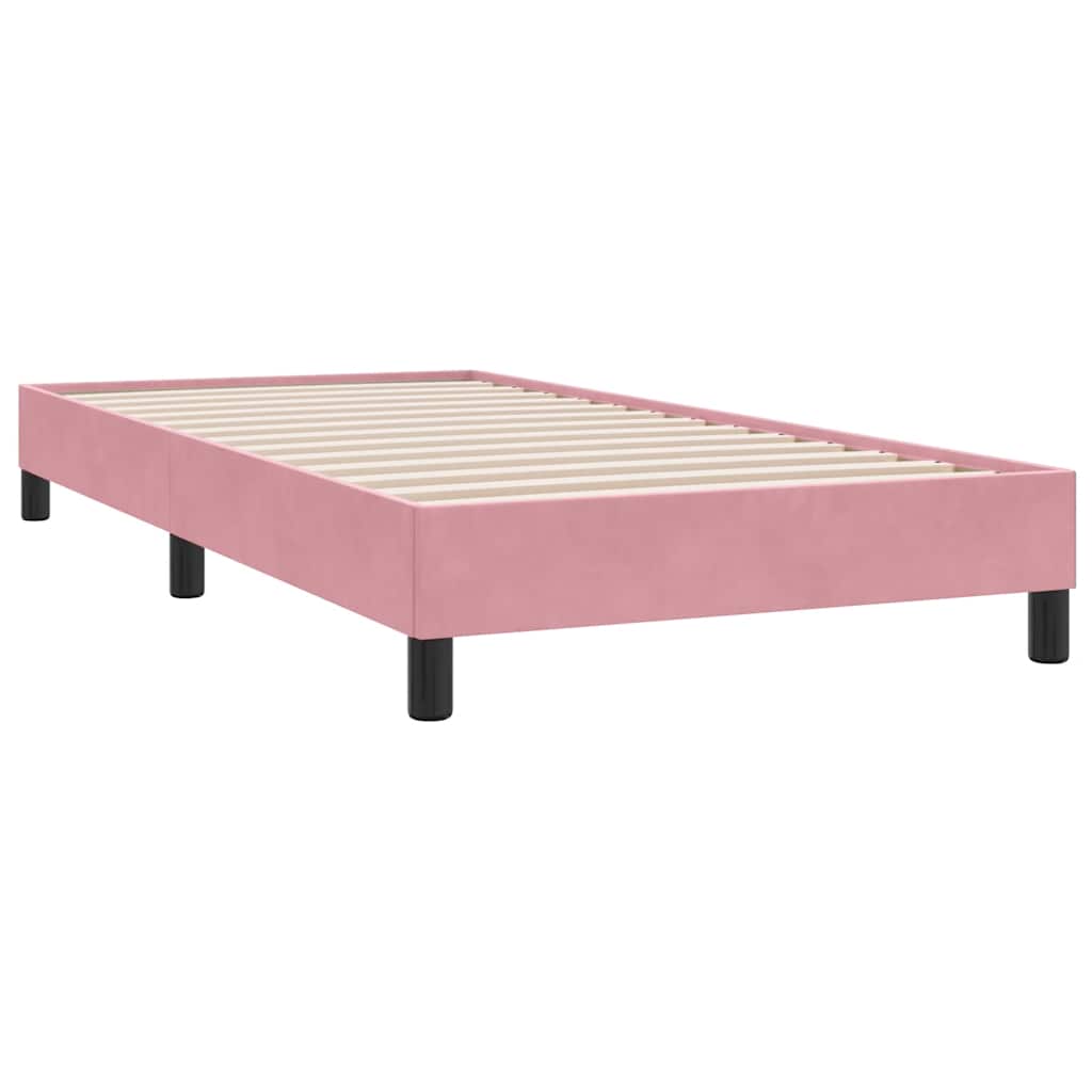 Pat box spring cu saltea, roz, 90x210 cm, catifea GartenMobel Dekor