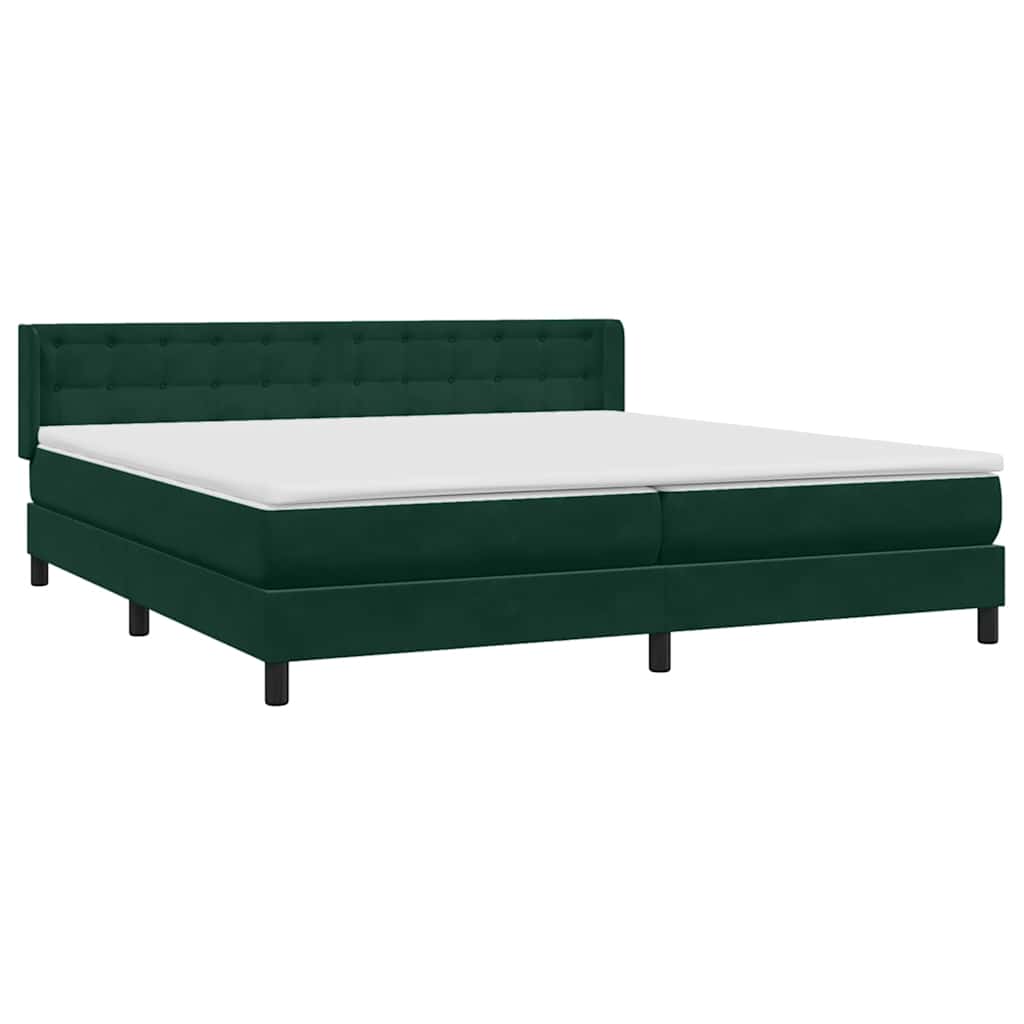 Pat box spring cu saltea, verde închis, 180x220 cm, catifea GartenMobel Dekor