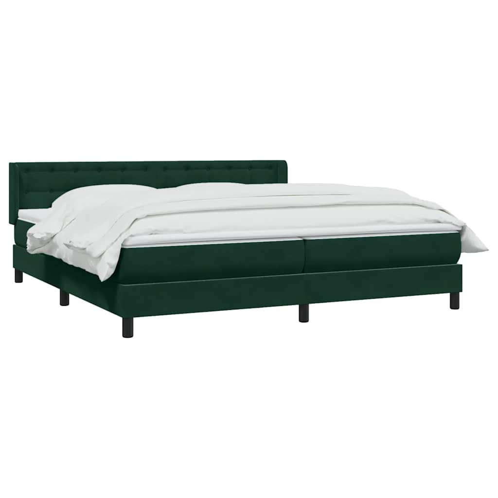 Pat box spring cu saltea, verde închis, 180x220 cm, catifea GartenMobel Dekor