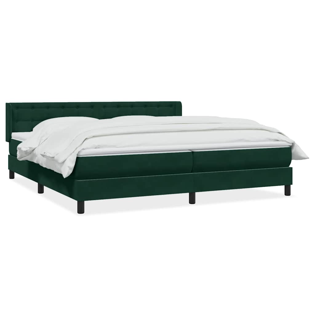 Pat box spring cu saltea, verde închis, 180x220 cm, catifea GartenMobel Dekor