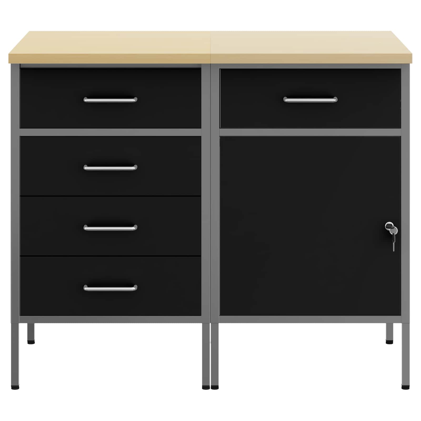 Dulap de lucru cu sertar 2 pcs Negru și Gri 100 x 55 x 85 cm GartenMobel Dekor